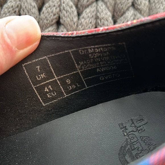 Dr Marten Polley Stewart Tartan Plaid Sophia Mary Jane Leather Shoe Red 41 9 New - Picture 8 of 14